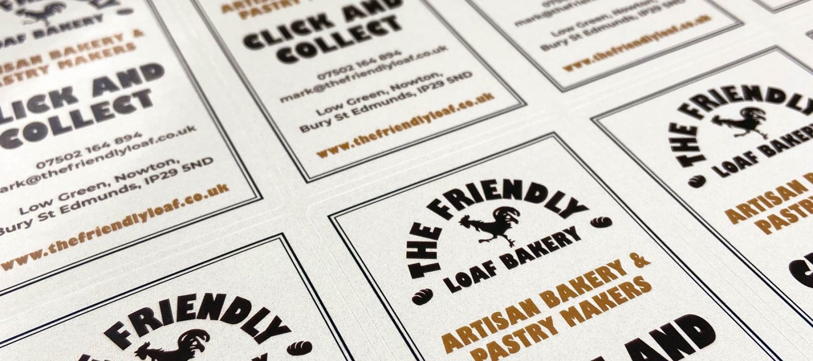 Label and Stickers, Designed and Printed for The Friendly Loaf Bakery in Bury St Edmunds