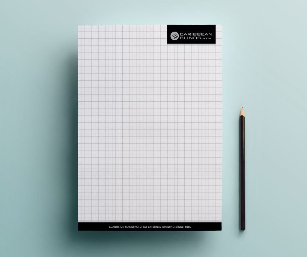 Custom Notepad Printing in Suffolk for Caribbean Blinds