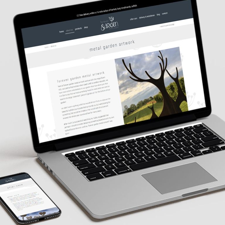 WordPress Website Design for Forever Garden Metal Artwork by Indigo Ross in Sudbury, Suffolk