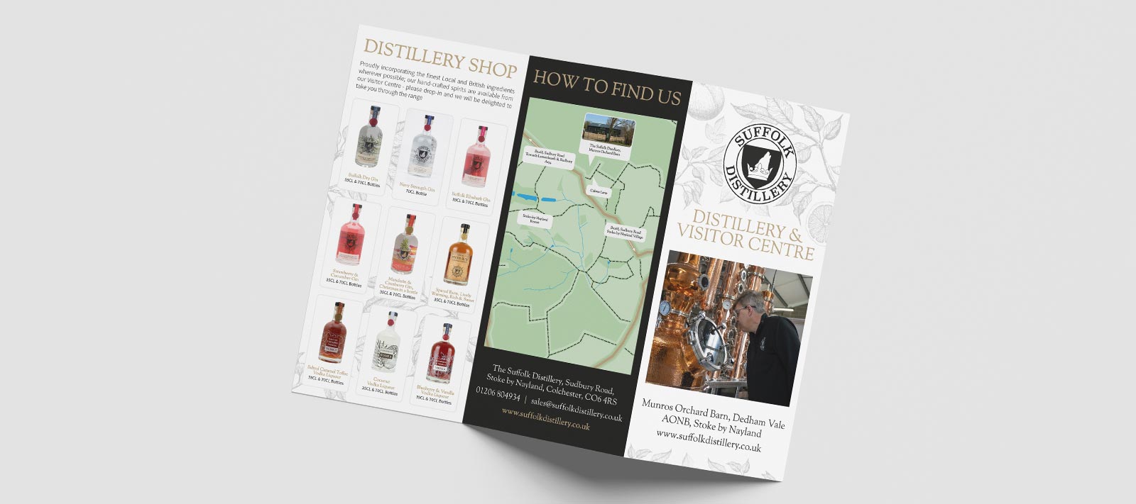 Brochure Design and Print for Suffolk Distillery by Indigo Ross, Sudbury, Suffolk