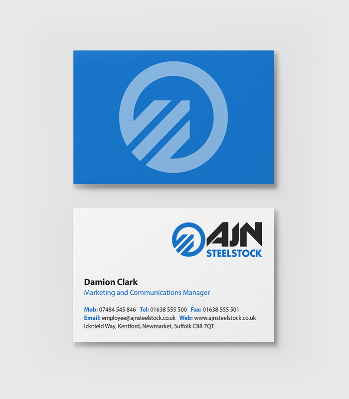 Business Cards Design and Printed for AJN Steelstock in Sudbury, Suffolk