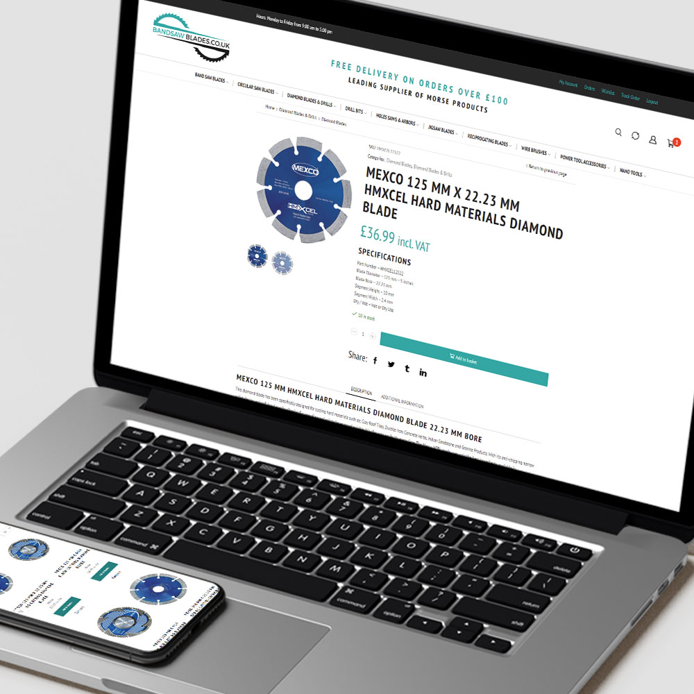 WordPress Website Design for Bandsaw Blades in Halstead, Essex