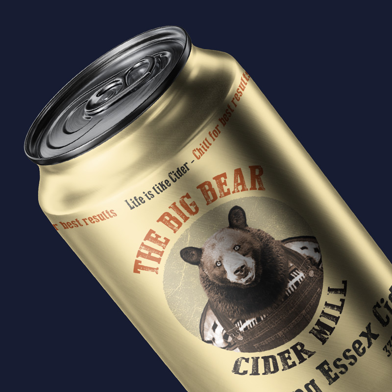 Beverage Branding Design for The Big Bear Cider Braintree, Essex