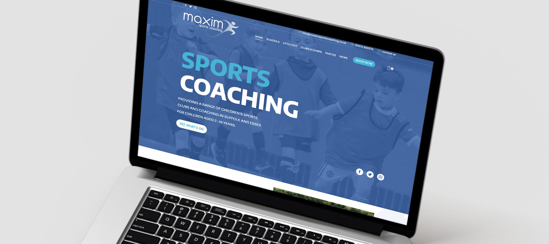 Maxim Sports Coaching Web Design and Development by Indigo Ross, Sudbury, Suffolk
