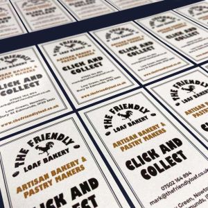 The Friendly Loaf Bakery, Label design and printing in Bury St Edmunds completed by Indigo Ross, Sudbury, Suffolk