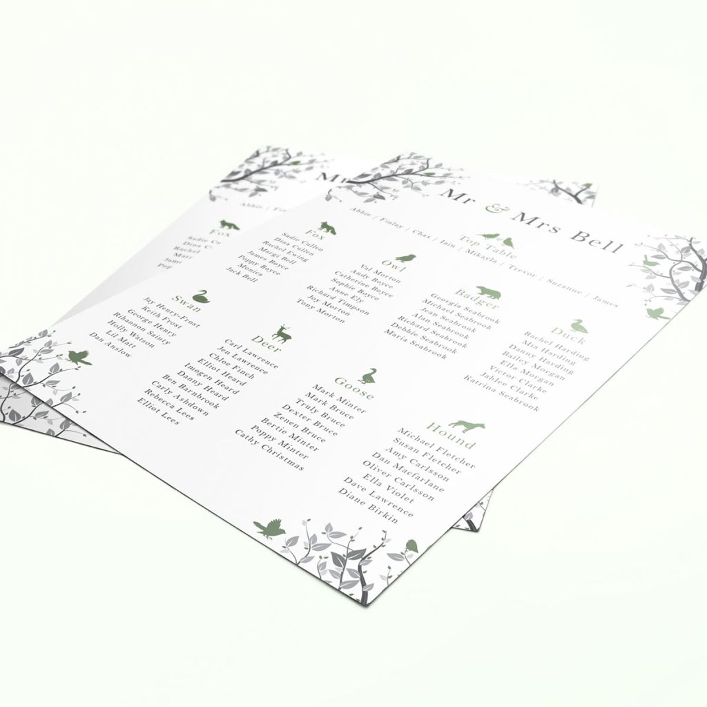 Wedding Table Plan Printout