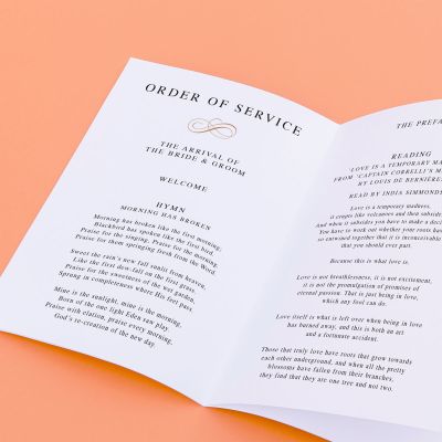 Order of Service for a Wedding