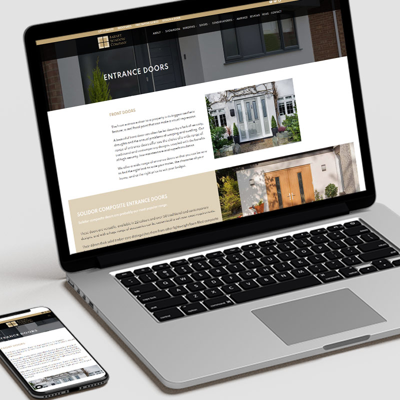 Website design and development for Barnet Window Company in Barnet London