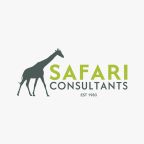 The brand logo for Safari Consultants, featuring a giraffe silhouette, used by Indigo Ross in their premium brochure design for the luxury travel company