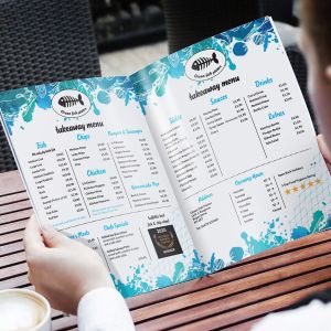Custom-designed takeaway menu for Ocean Fish Platter.