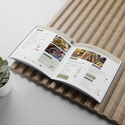 Multi-page lunch menu designed and printed for Perrywood Garden Centre